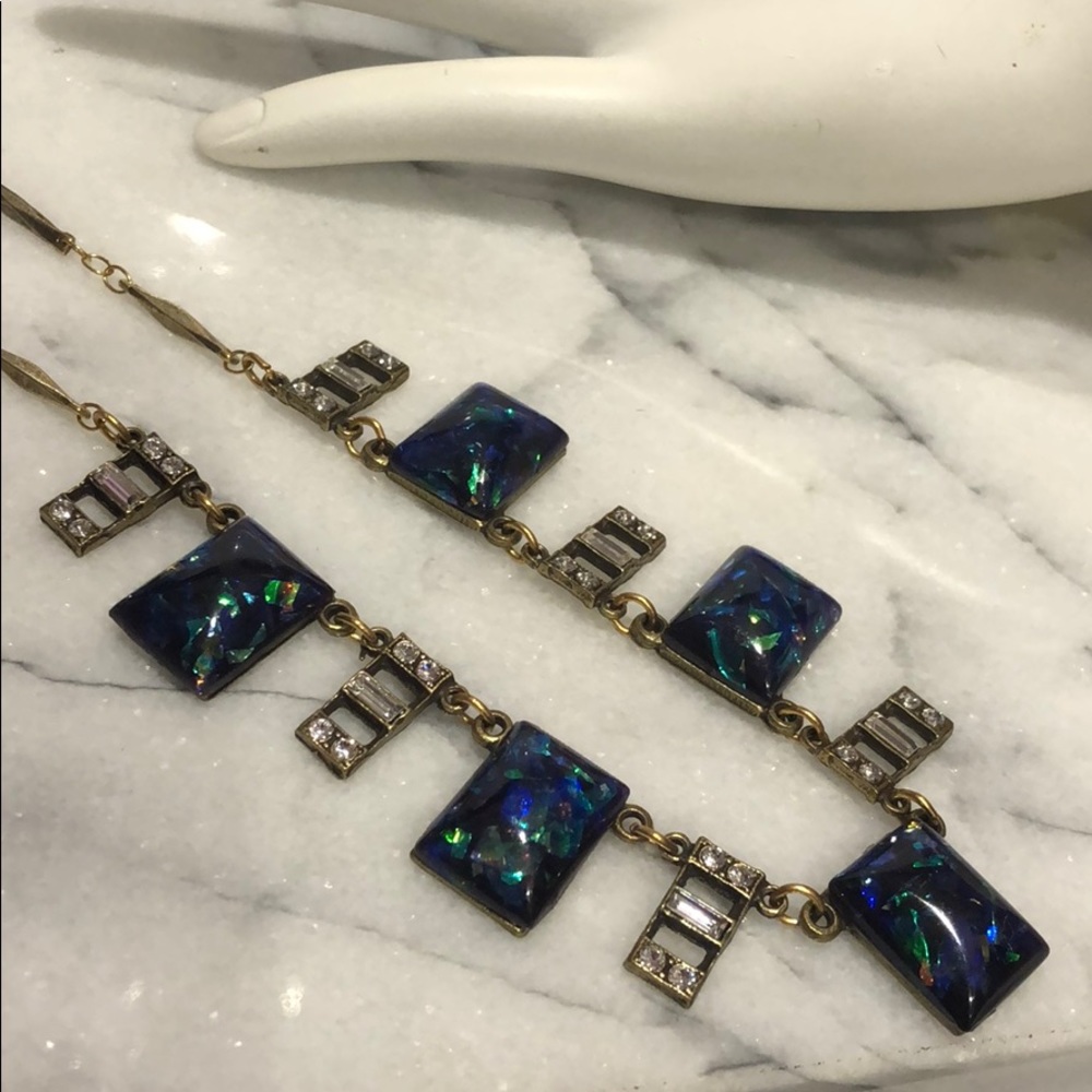 Anne Koplik Stunning Black Opal Rectangles Necklac - Picture 2 of 8